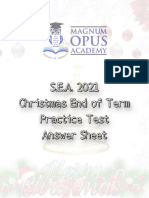 Magnum Opus SEA DEC EOT Practice Test Answer Sheet 2021