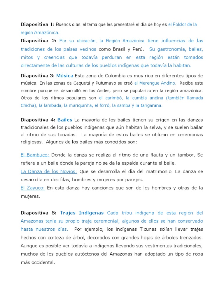 Folclor y Tradiciones de la Amazonía | PDF | Bailes | Folklore