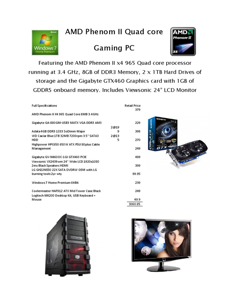 AMD Phenom II Gaming PC Specs & Price | PDF