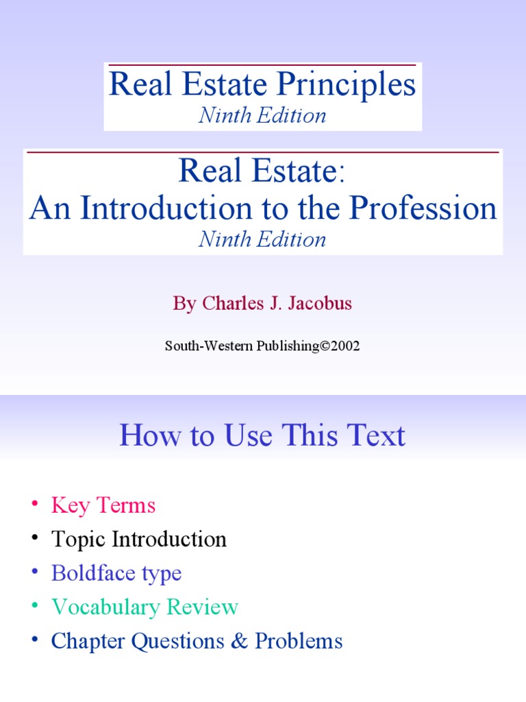 Real Estate Principles Real Estate: An Introduction To The Profession | PDF