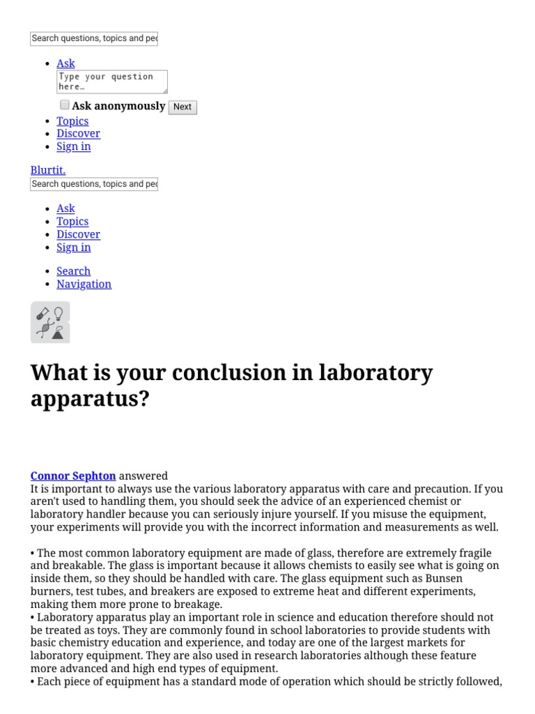 What Is Your Conclusion in Laboratory Apparatus Blurtit PDF