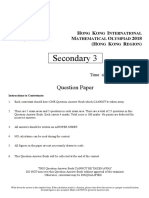 HKIMO 2018 G9 - Seconday 3 PDF