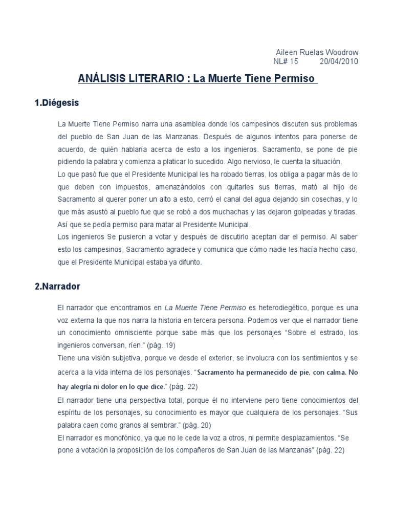 Analisis Literario de La Muerte Tiene Permiso de Edmundo Valades PDF