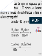 Rapidez de llenado de un tanque de 55 galones en 11 minutos