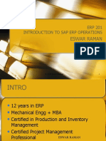 ERP 201 Introduction To Sap Erp Operations: Eswar Raman
