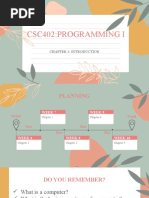 Csc402:Programming I: Chapter 1: Introduction