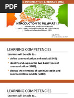 1.MIL 1. Introduction To MIL Part 1 Communication Media Information Technology Literacy and MIL