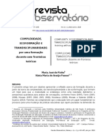 Complexidade, Ecoformacao e Transdisciplinaridade por uma formacao docente sem fronteiras teoricas - Maria Jose de Pinho e Vania Maria de Araujo Passos