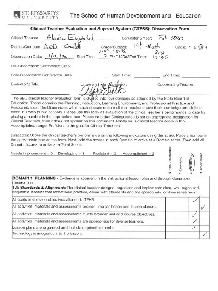 T TESS Evaluation PDF