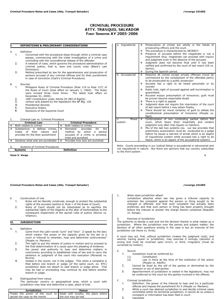 Criminal Procedure Overview and Cases | PDF | Jurisdiction | Criminal ...