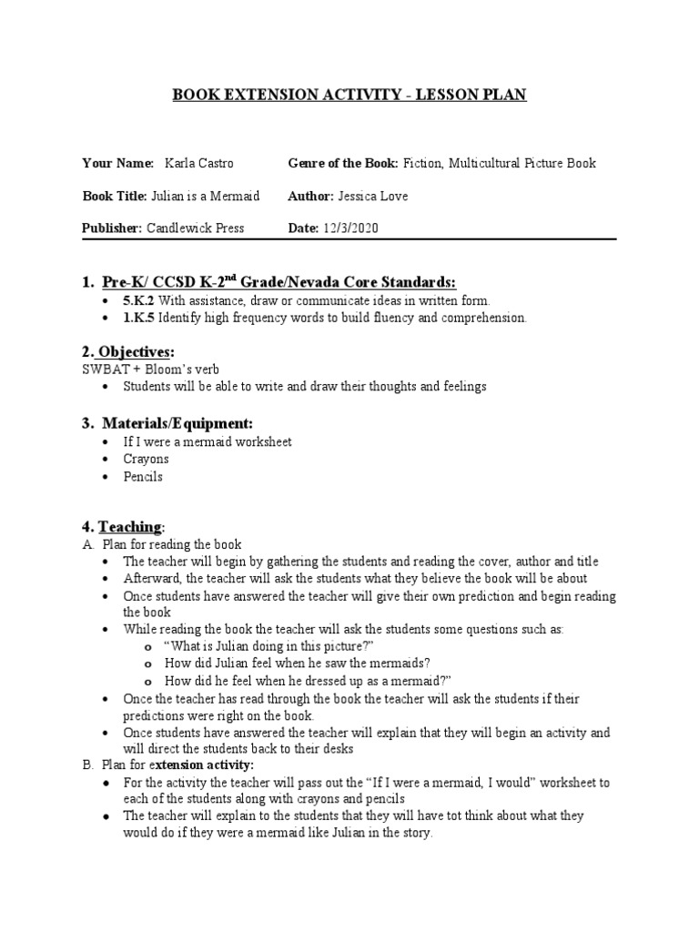 Book Extension Activity Lesson Plan PDF Reading Comprehension Teachers