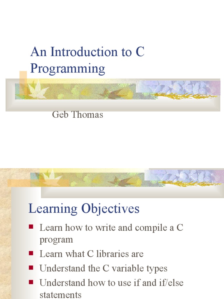 An Introduction To C Programming: Geb Thomas | PDF | Computer ...