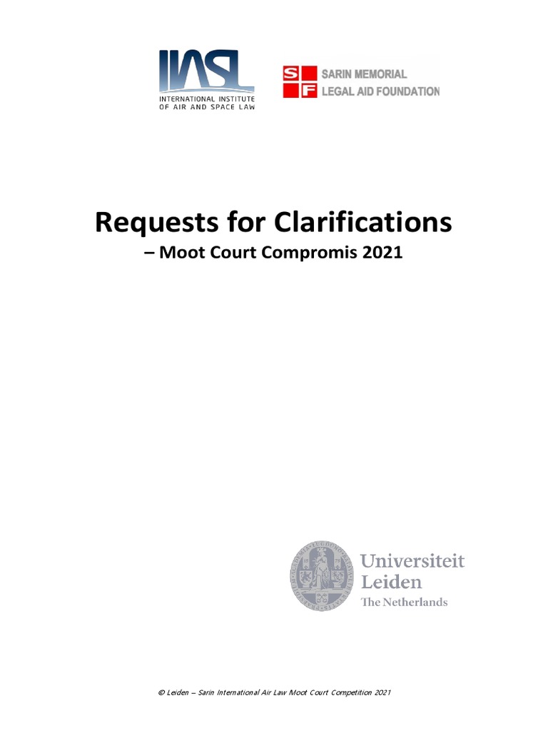 Requests For Clarifications: - Moot Court Compromis 2021 | PDF ...