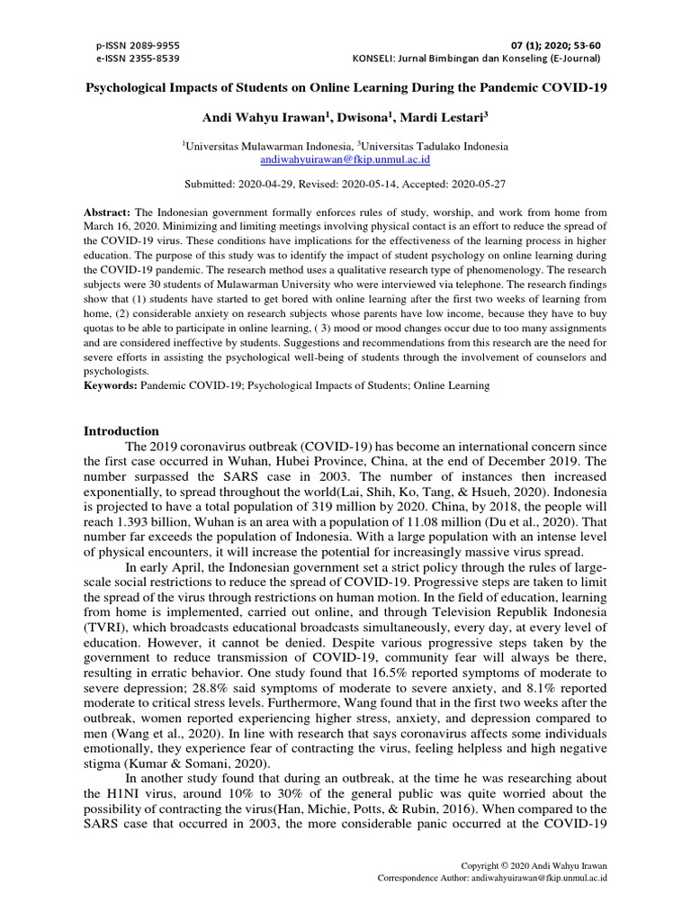 Psychological Impacts of Students On Online Learni PDF | PDF | Social ...