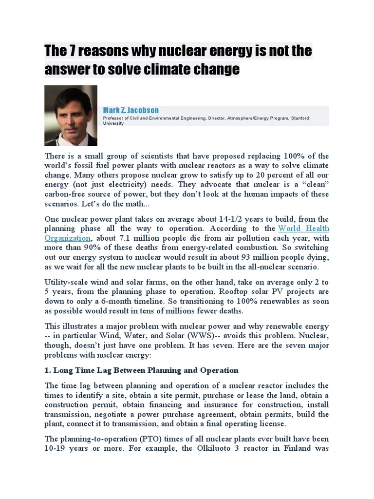 The 7 Reasons Why Nuclear Energy Is Not The Answer To Solve Climate ...