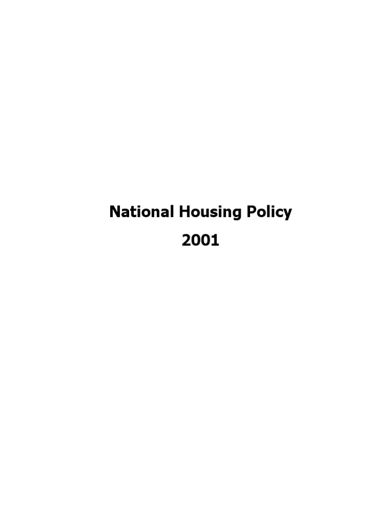 National Housing Policy | PDF | Affordable Housing | Mortgage Loan