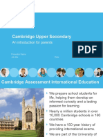 Cambridge Upper Secondary: An Introduction For Parents