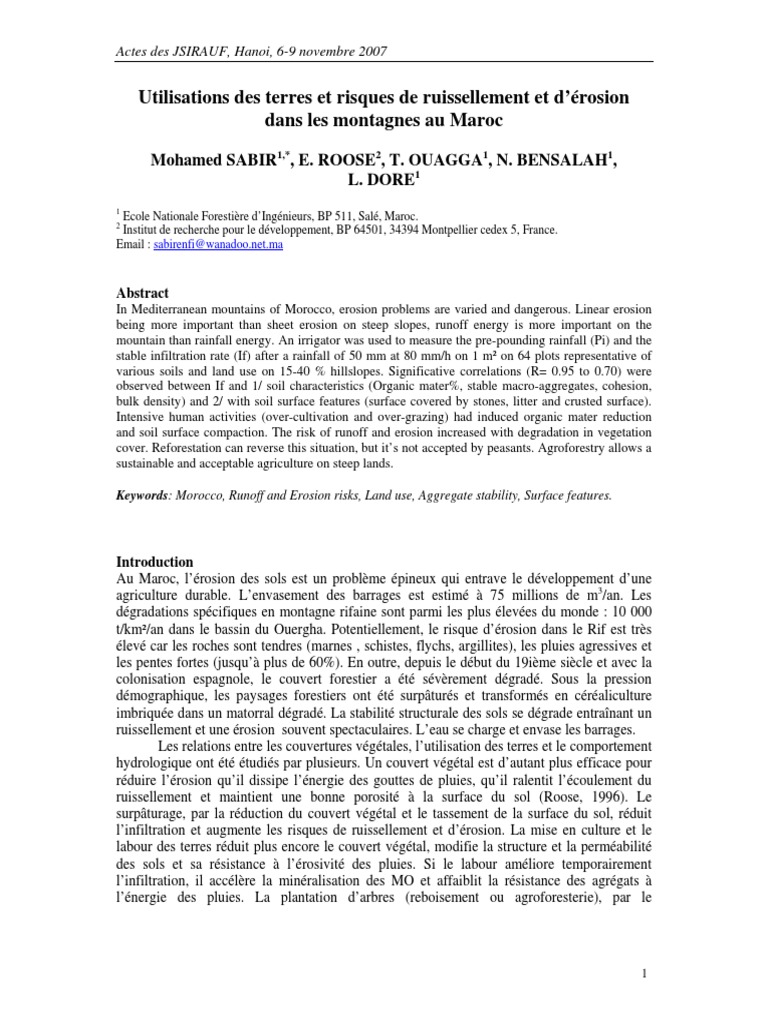 Risques de ruissellement au Maroc | PDF | Labour | Ruissellement