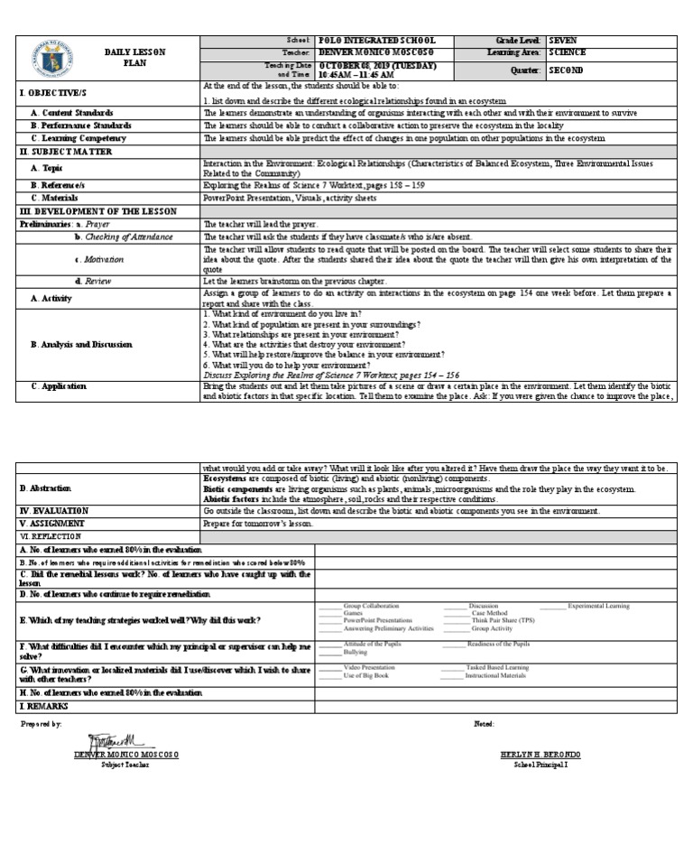 Grade 7 Science: Ecosystem Interactions | PDF | Natural Environment ...