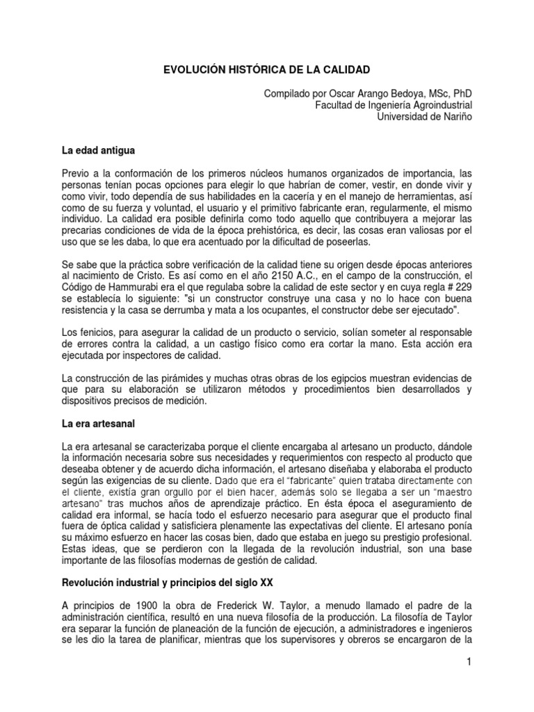 Evolución de la Calidad a lo Largo del Tiempo | PDF | Calidad ...