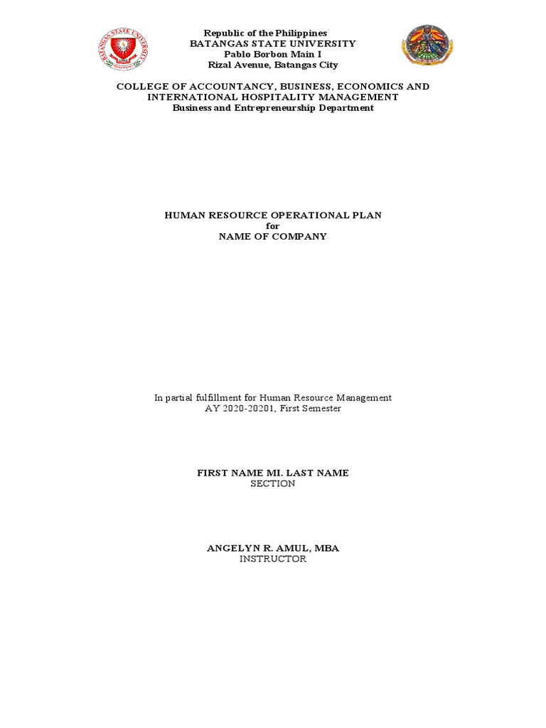 Template - HUMAN RESOURCE OPERATIONAL PLAN | PDF | Human Resource ...