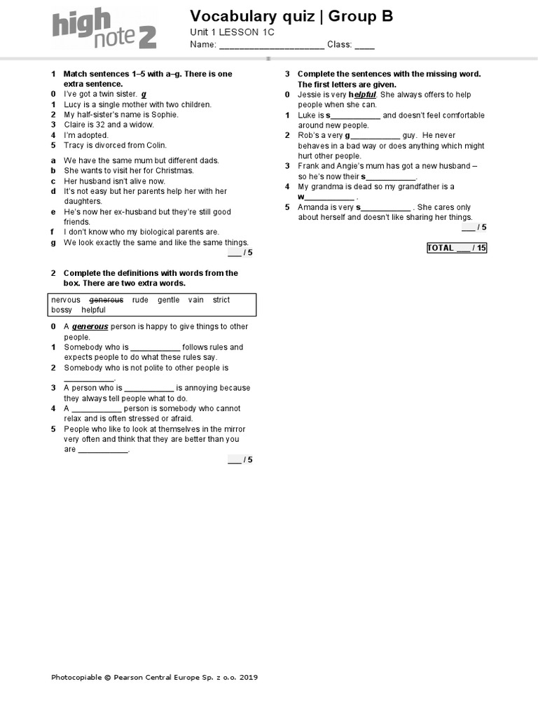 Unit 1 Lesson 1C: Name: - Class | PDF