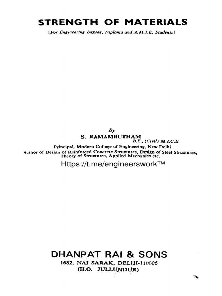 Strength of Material by S Ramamrutham PDF