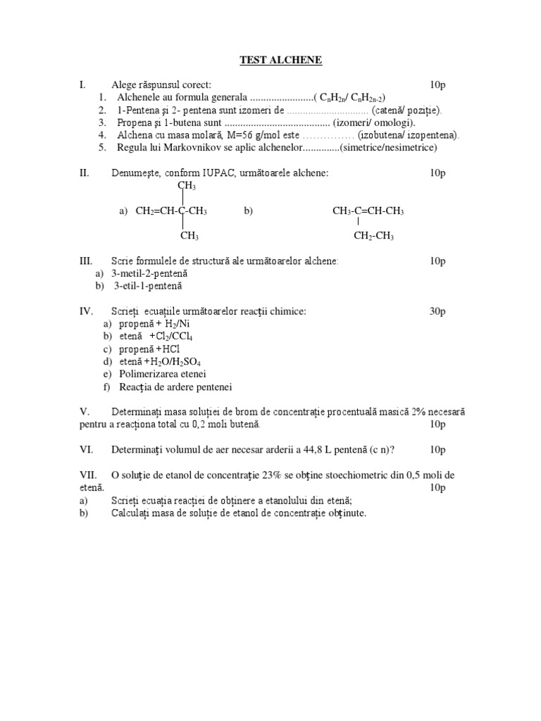 Test Alchene | PDF