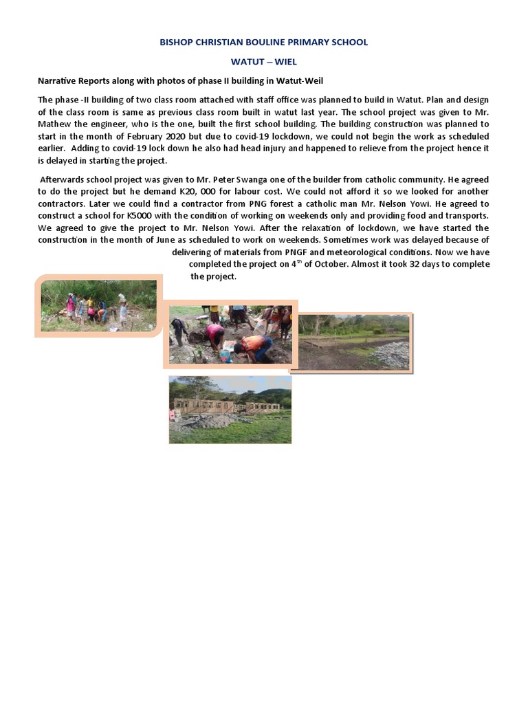 Watut School Construction Report | PDF