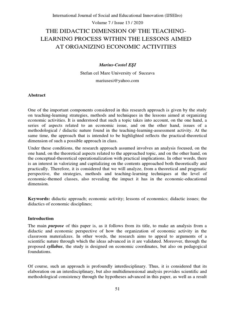 Teaching Economics: Didactic Strategies | PDF | Teachers | Retail