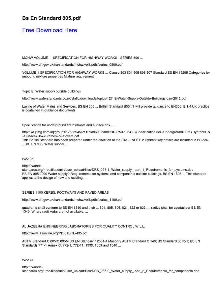 Free Download Here: Bs en Standard 805 PDF | PDF | Specification ...