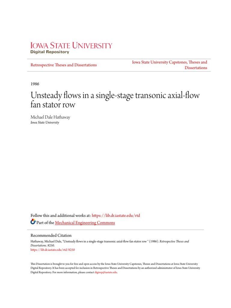 Unsteady Flows in A Single-Stage Transonic Axial-Flow Fan Stator PDF ...