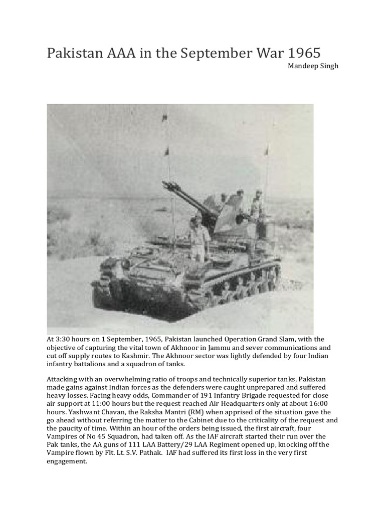 Pakistan AAA Impact in 1965 War | PDF | Anti Aircraft Warfare ...