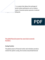 The Global Financial System Has Seven Basic Economic Functions