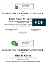 Chris Angel M. Salvador: Recognition For Perfect Attendance