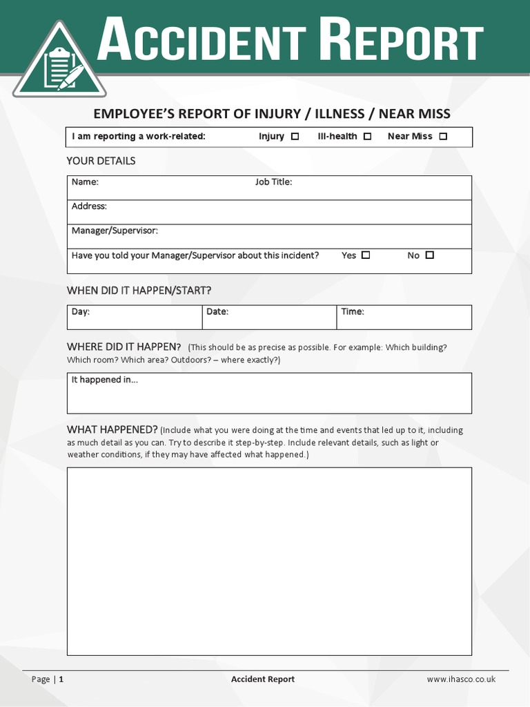 Employee Injury Report Form | PDF | Burn | Clinical Medicine