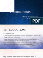Pneumothorax: - Hitesh Rohit (3 Year B.P.T.)