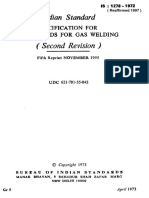 Indian Standard: Specification FOR Filler Rods For Gas Welding