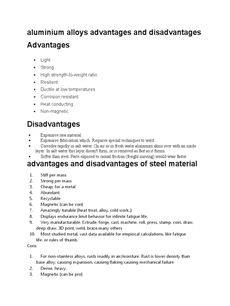 Aluminium Alloys Advantages and Disadvantages, PDF, Alloy