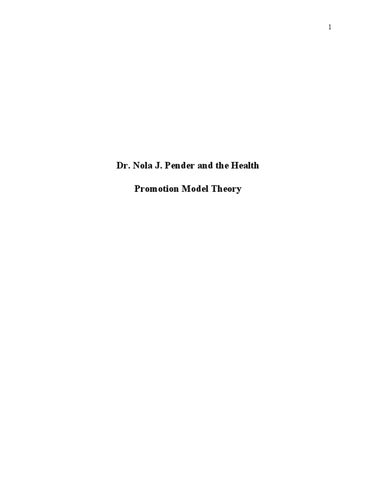 Health Promotion Model V.1 | PDF | Psychiatric And Mental Health ...