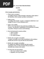 Economic Analysis For Business BA5101 Unit-I Two Mark Questions