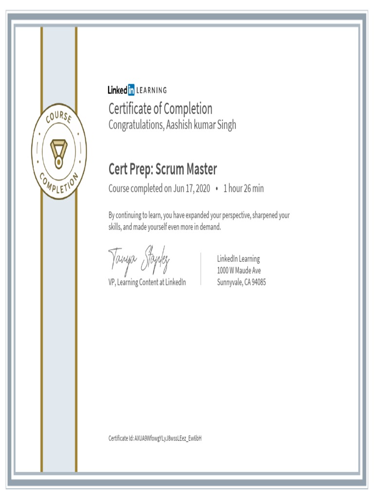 Scrum Master Certification Achieved | PDF