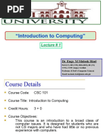 "Introduction To Computing": Lecture # 1