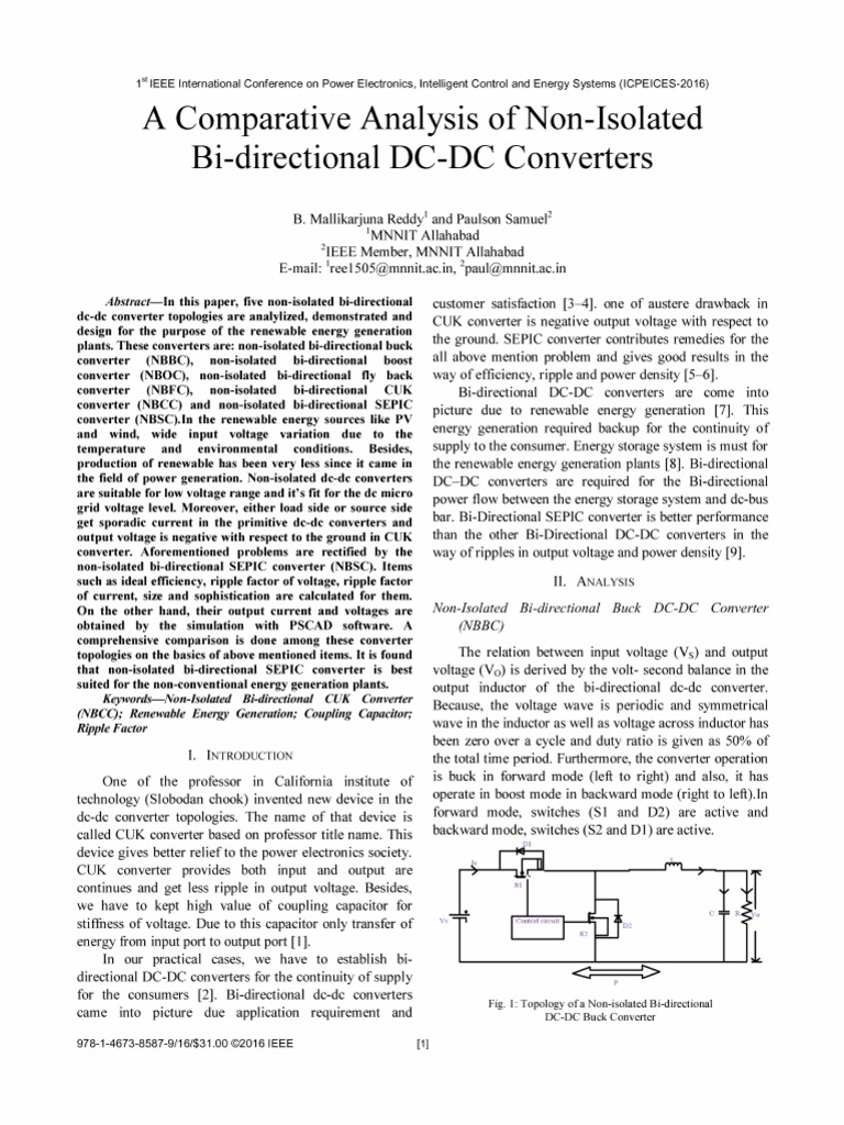 A Comparative Analysis Bi-Directional DC-DC Converters: of Non-Isolated ...