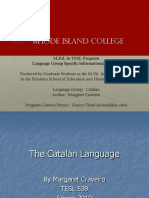 RIC MEd TESL Program Overview of Catalan Language