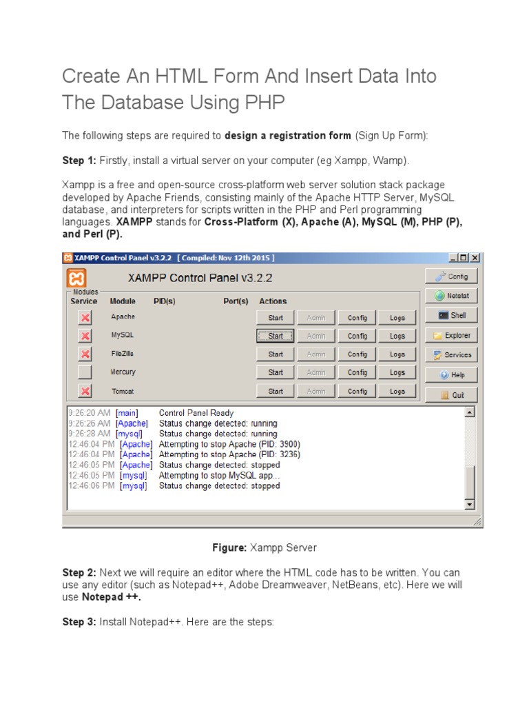 Create An HTML Form and Insert Data Into The Database Using PHP | PDF ...