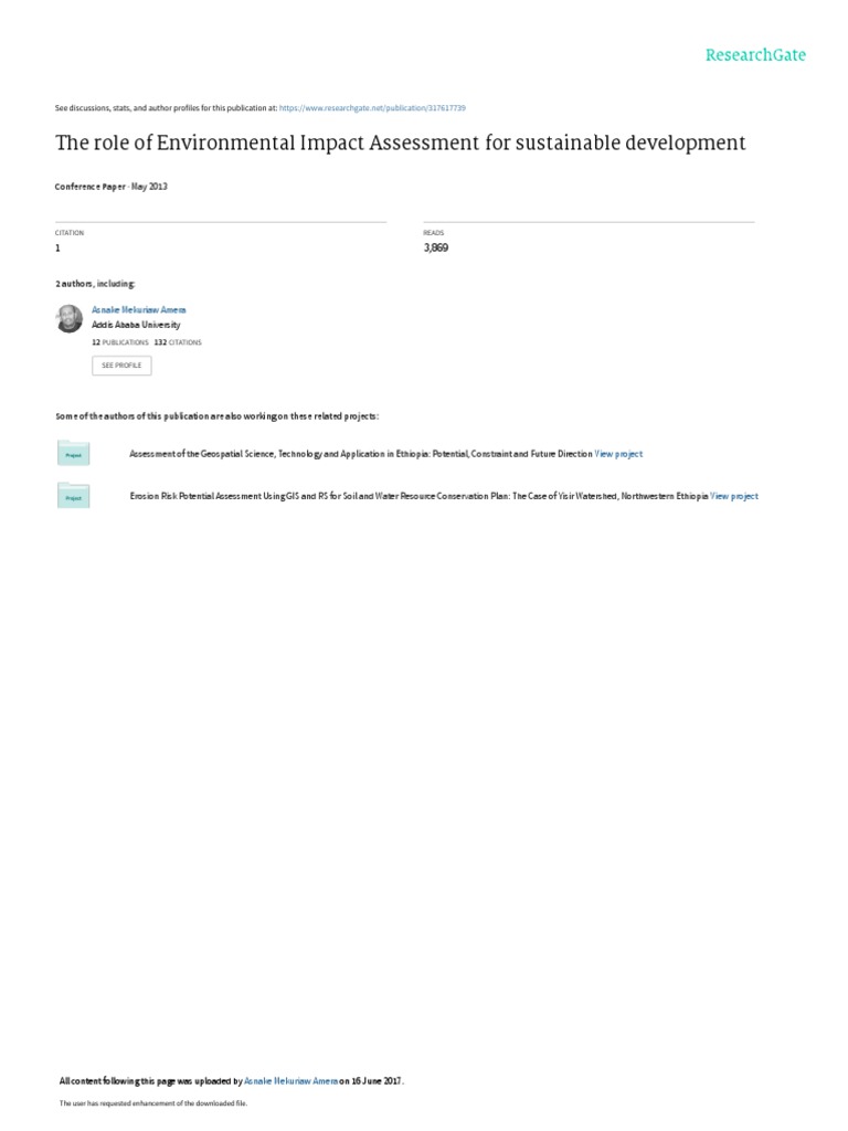 EIA's Role in Sustainable Development | PDF | Environmental Impact ...