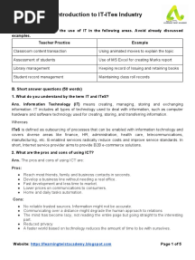 Chapter - Introduction To IT-ITes Industry Class 9
