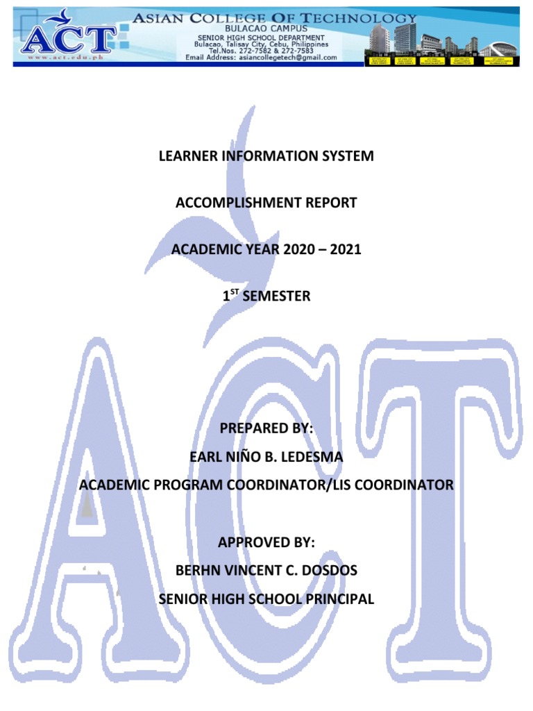 Learner Information System Report 2020-2021 | PDF