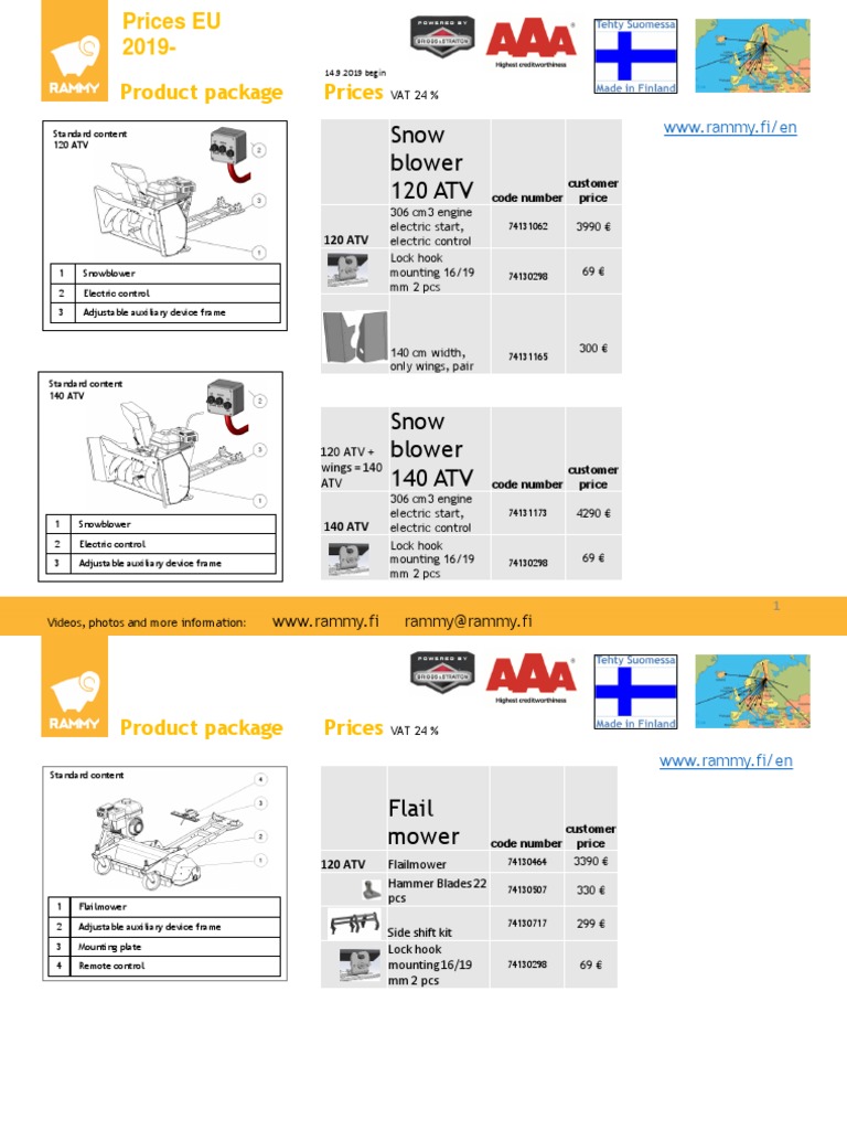 Snow Blower 120 ATV: WWW Rammy fi/en Download Free PDF